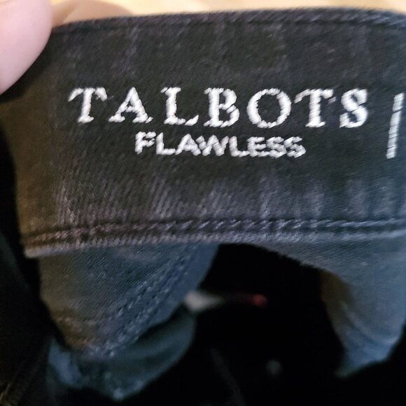 Talbots Shorts Women Size 12 Black Girlfriend Stretch Denim Cuffed - Picture 2 of 12